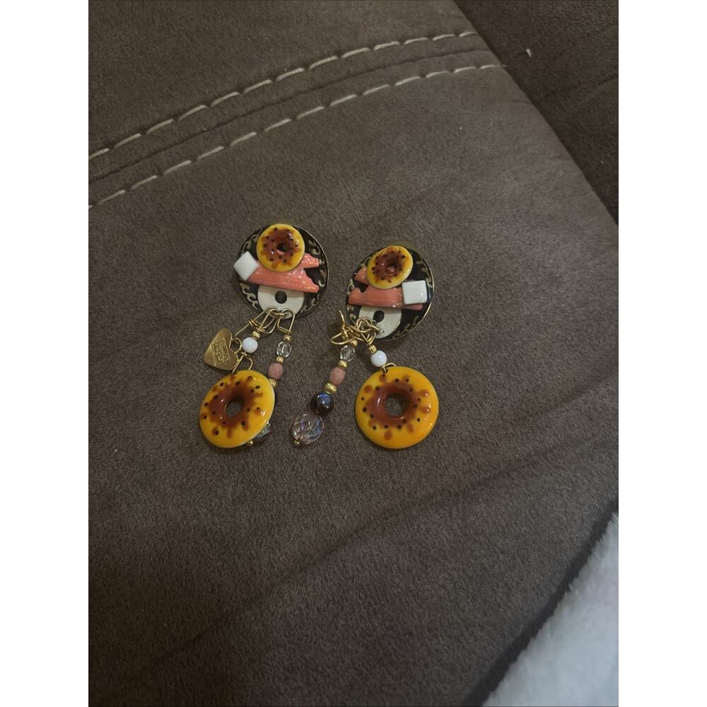 Lunch At the ritz Retired Bagel Earrings Crème cheese Fancy Dangle
